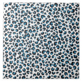 Elegant Blue Glitter Black Leopard Animal Print Tegeltje (Voorkant)