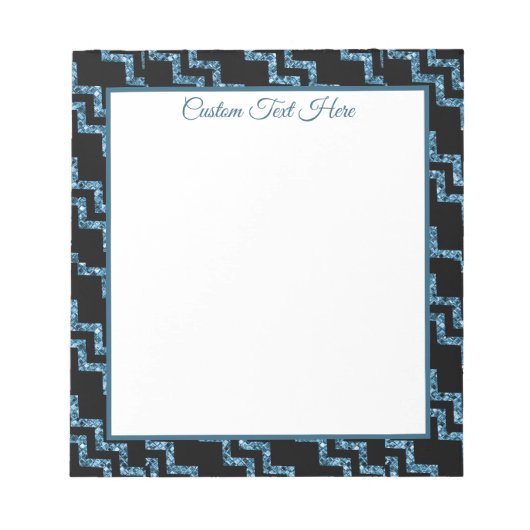 Elegant Blue Glitter Chevron Chic Glam Notitieblok (Voorkant)