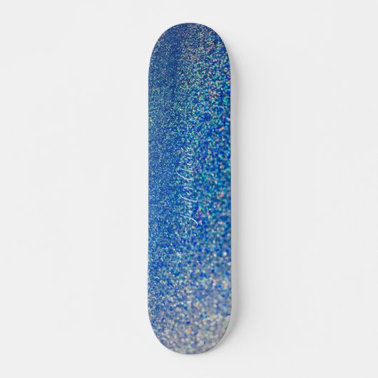 Elegant blue Glitter Custom Name Skateboard (Voorkant)