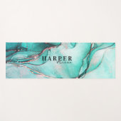 Elegant Blue Glitter Custom Name Yoga Mat (Voorkant (horizontaal))