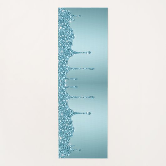 Elegant Blue Glitter Custom Name Yoga Mat (Voorkant)