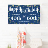 Elegant Blue Glitter Joint Adult Birthday Spandoek (Insitu)