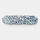 Elegant Blue Glitter Leopard Animal Print Persoonlijk Skateboard (Horizontaal)