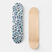 Elegant Blue Glitter Leopard Animal Print Persoonlijk Skateboard (Voorkant)