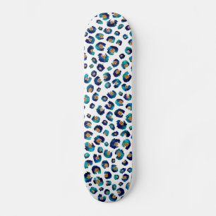 Elegant Blue Glitter Leopard Animal Print Persoonlijk Skateboard