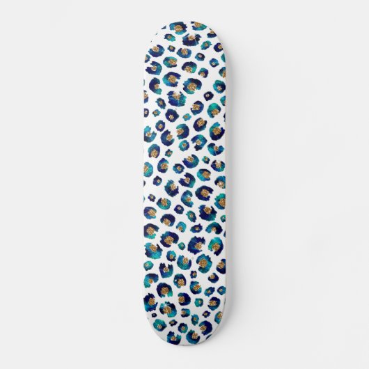 Elegant Blue Glitter Leopard Animal Print Persoonlijk Skateboard (Voorkant)