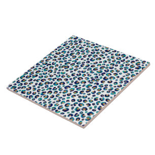 Elegant Blue Glitter Leopard Animal Print Tegeltje