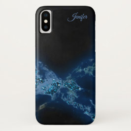 Elegant Blue Glitter Monogram Case-Mate iPhone Case