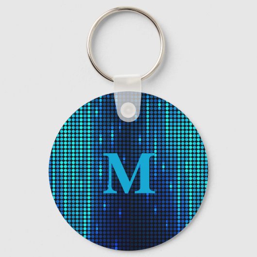 Elegant Blue Glitter Monogram Sleutelhanger (Voorkant)