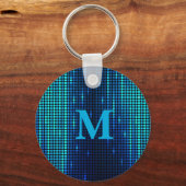 Elegant Blue Glitter Monogram Sleutelhanger (Achterkant)