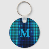 Elegant Blue Glitter Monogram Sleutelhanger (Achterkant)