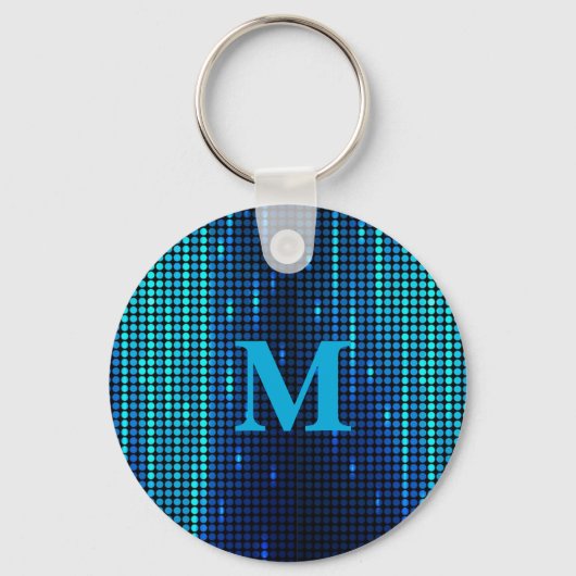 Elegant Blue Glitter Monogram Sleutelhanger (Achterkant)
