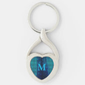 Elegant Blue Glitter Monogram Sleutelhanger (Voorkant)