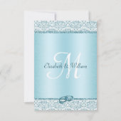 Elegant Blue Glitter Monogram Weddenschap RSVP Kaartje (Achterkant)