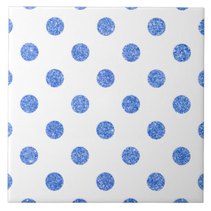 Elegant Blue Glitter Polka Dots Pattern Tegeltje