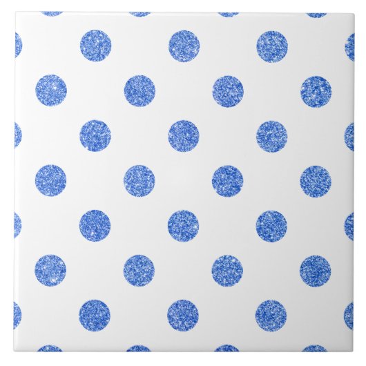 Elegant Blue Glitter Polka Dots Pattern Tegeltje (Voorkant)