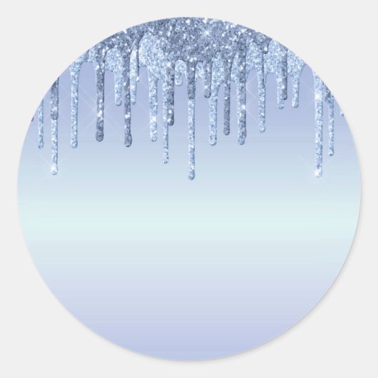 Elegant Blue Glitter-schijven Ronde Sticker (Voorkant)