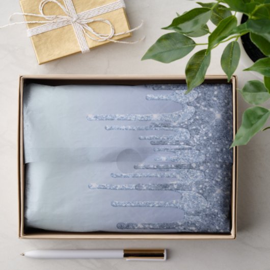 Elegant Blue Glitter-schijven Tissuepapier (Geschenk)