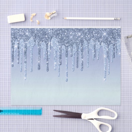 Elegant Blue Glitter-schijven Tissuepapier (Craft)