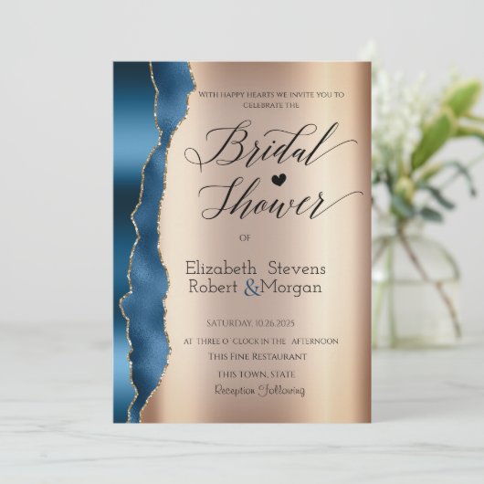 Elegant Blue Glitter Script Vrijgezellenfeest Kaart (Staand voorkant)