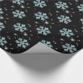 Elegant Blue Glitter Snowflake Sparkle Kerstmis Cadeaupapier (Hoek)