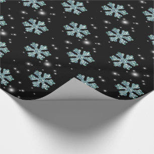 Elegant Blue Glitter Snowflake Sparkle Kerstmis Cadeaupapier