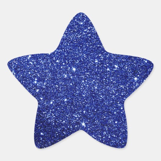 Elegant Blue Glitter Star Sticker (Voorkant)