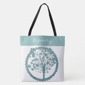 Elegant Blue Glitter Tree of Life Zen Yoga Tote Bag (Voorkant)