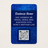 Elegant Blue Glitter Wedding Pro's Event Personeel Visitekaartje (Achterkant)