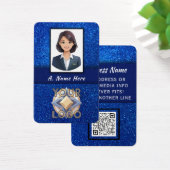 Elegant Blue Glitter Wedding Pro's Event Personeel Visitekaartje (Bureau)