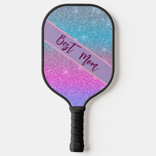 Elegant Blue Glitters Custom Gift for Best Mom Pickleball Paddle (Achterkant)