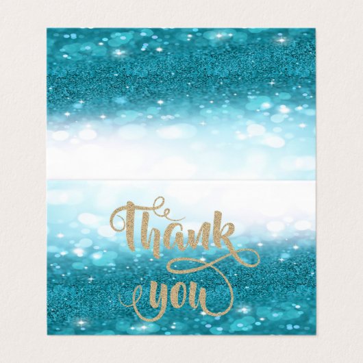 Elegant Blue Glittery Bokeh Hartelijk dank voor uw Visitekaartje (Buitenkant ongevouwen)