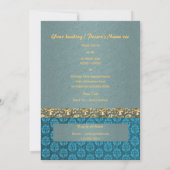 Elegant blue gold 50th damask ANY AGE Kaart (Achterkant)