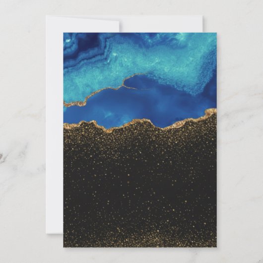 Elegant Blue Gold Abstract Marble Design Kaart (Achterkant)