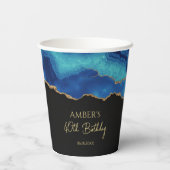 Elegant Blue Gold Abstract Marble Design Papieren Bekers (Achterkant)