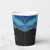 Elegant Blue Gold Abstract Marble Design Papieren Bekers (Rechts)