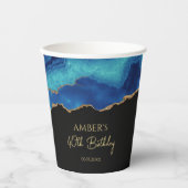 Elegant Blue Gold Abstract Marble Design Papieren Bekers (Voorkant)