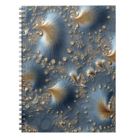 Elegant Blue & Gold Abstract Notebook Notitieboek (Voorkant)