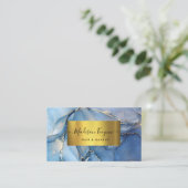 Elegant Blue Gold Agaat Visitekaartje (Staand voorkant)