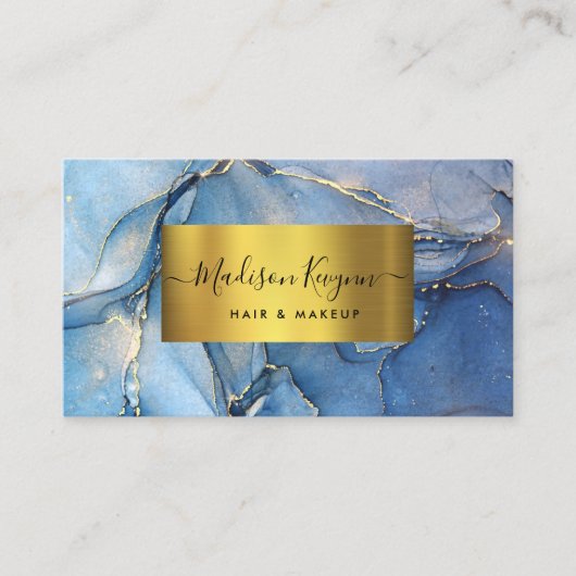 Elegant Blue Gold Agaat Visitekaartje (Voorkant)