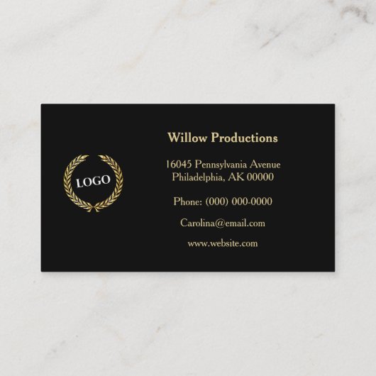 Elegant Blue Gold Agate Logo Visitekaartje (Achterkant)