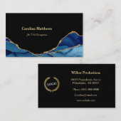 Elegant Blue Gold Agate Logo Visitekaartje (Voorkant / Achterkant)