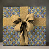 Elegant Blue Gold Art Deco  Pattern Cadeaupapier