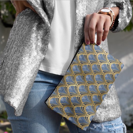 Elegant Blue Gold Art Deco  Pattern Etui
