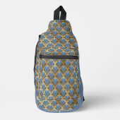 Elegant Blue Gold Art Deco  Pattern Sling Bag (Voorkant)