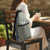 Elegant Blue Gold Art Deco  Pattern Sling Bag