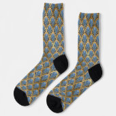Elegant Blue Gold Art Deco Pattern Sokken (Links)