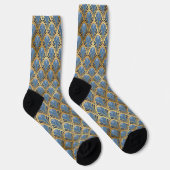 Elegant Blue Gold Art Deco Pattern Sokken (Rechts)