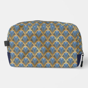 Elegant Blue Gold Art Deco  Pattern Toilettasje