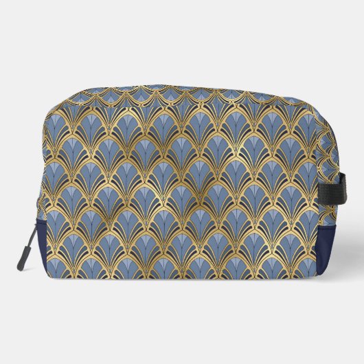 Elegant Blue Gold Art Deco  Pattern Toilettasje (Achterkant)